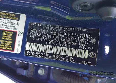 2015 Toyota Camry Xse z USA, uszkodzony, nr VIN 4T1BF1FK3FU919056